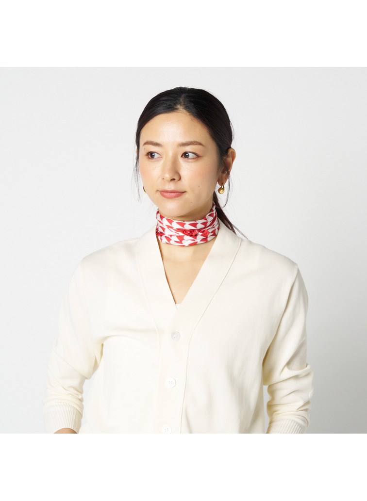 シルクスカーフ Aウェーブプリント 詳細画像 red 9