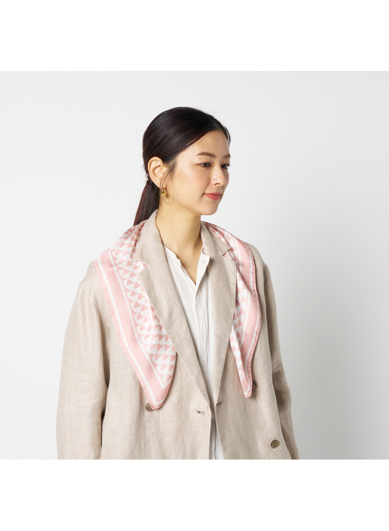 シルクスカーフ Aウェーブプリント 詳細画像 Pink 8