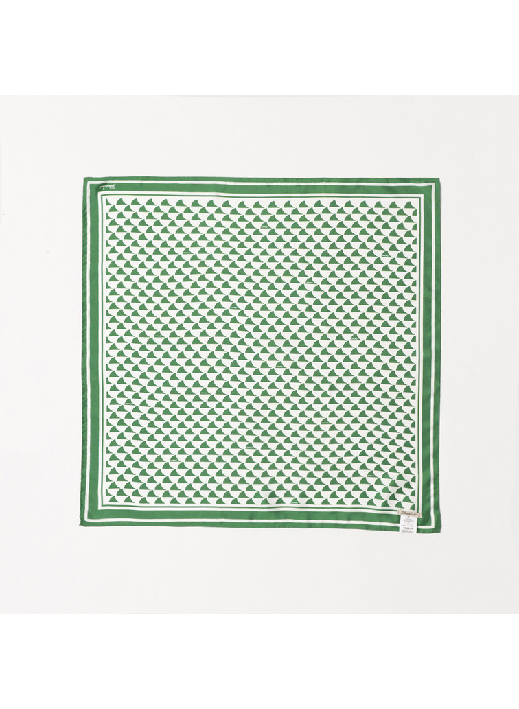 シルクスカーフ Aウェーブプリント 詳細画像 Green 3