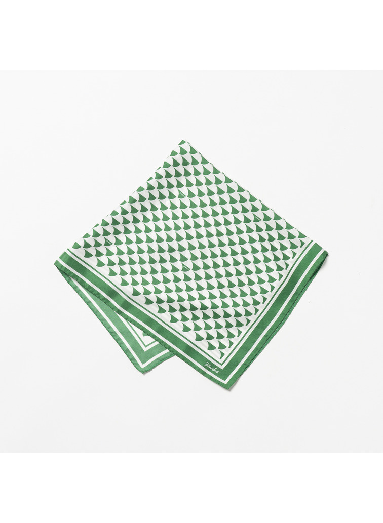 シルクスカーフ Aウェーブプリント 詳細画像 Green 7