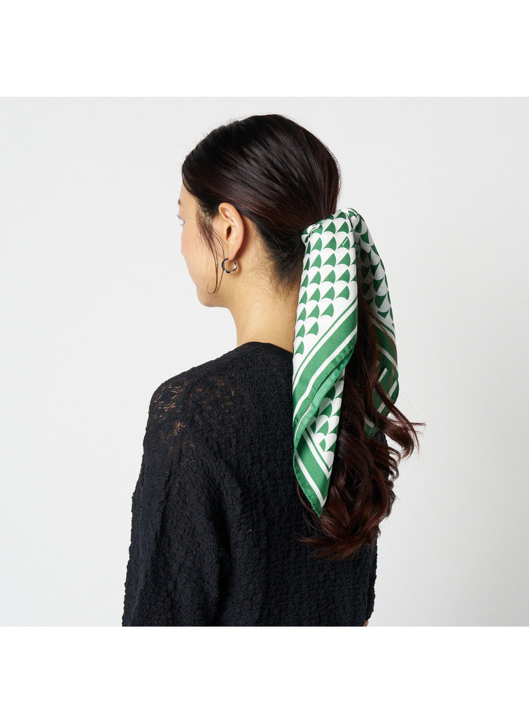シルクスカーフ Aウェーブプリント 詳細画像 Green 9