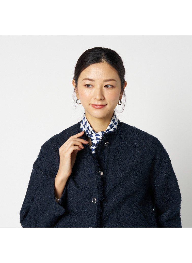 シルクスカーフ Aウェーブプリント 詳細画像 Navy 11