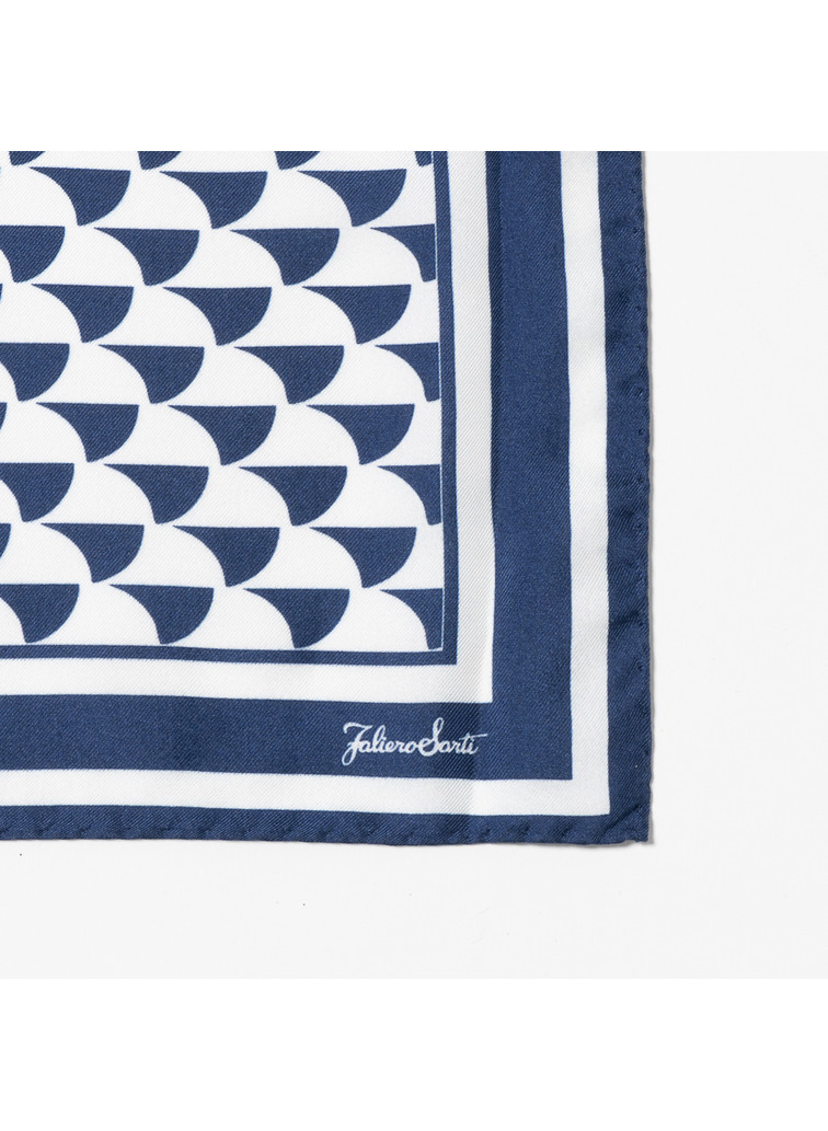 シルクスカーフ Aウェーブプリント 詳細画像 Navy 4