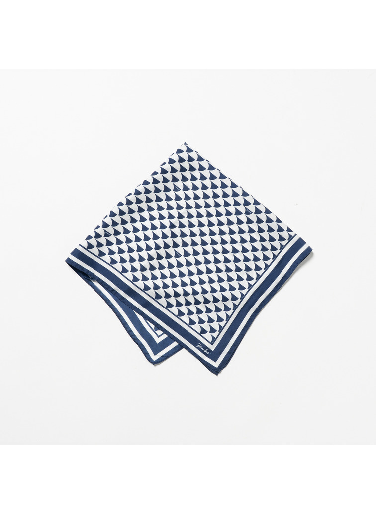 シルクスカーフ Aウェーブプリント 詳細画像 Navy 7