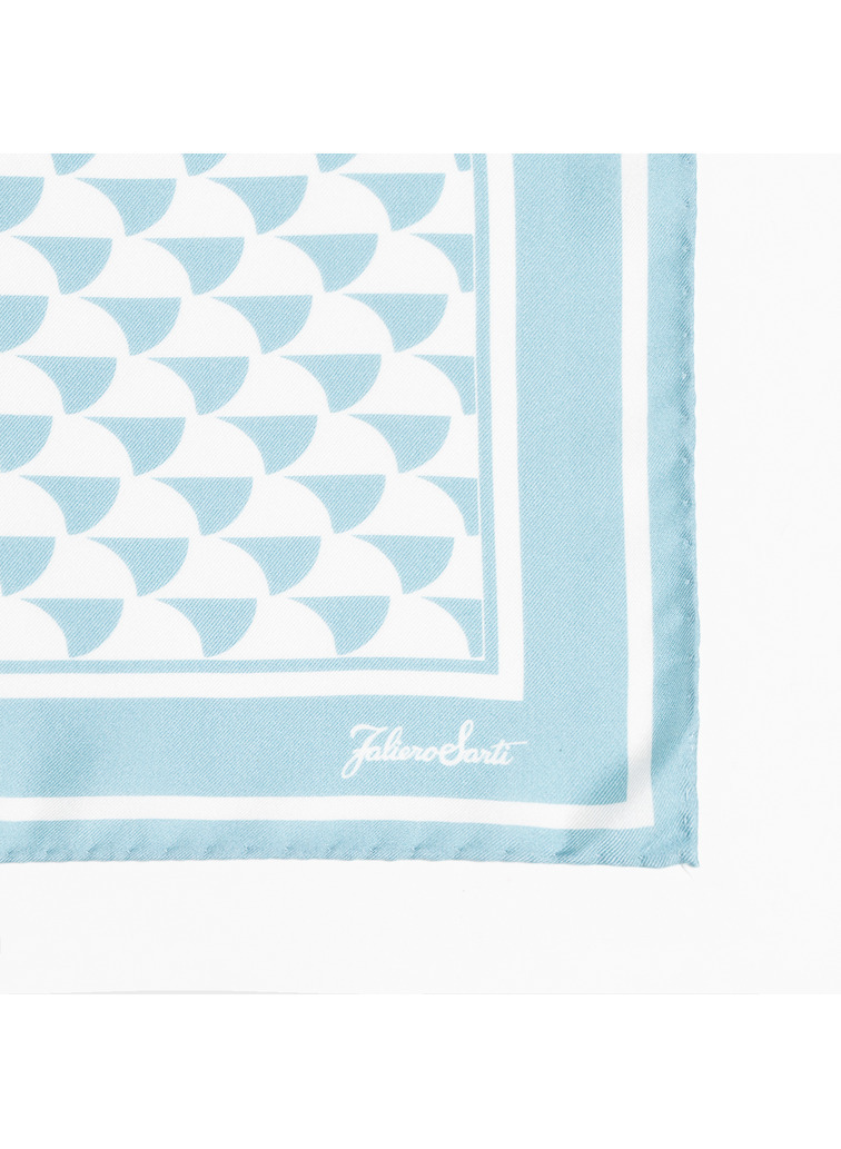 シルクスカーフ Aウェーブプリント 詳細画像 Blue 4