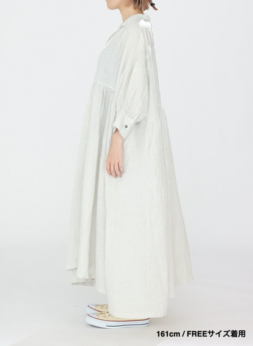 オープンカラードレス / OPEN COLLAR GATHER DRESS 詳細画像 White 6