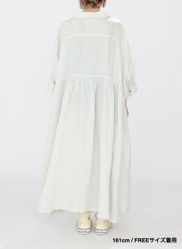 オープンカラードレス / OPEN COLLAR GATHER DRESS 詳細画像 White 7