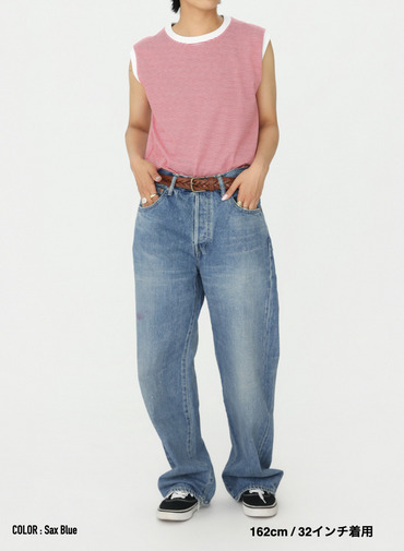 ディープライズ バギーカット / MEN'S 13.5OZ SELVEDGE DENIM DEEP RISE BAGGY CUT 詳細画像 Saxe Blue 14