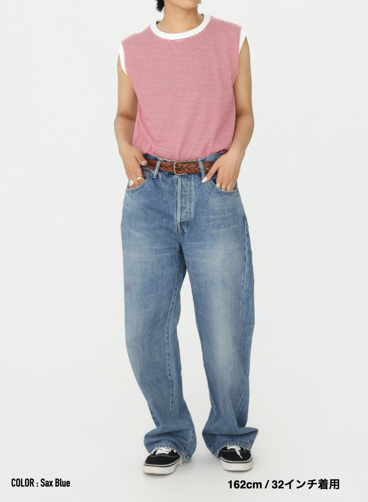 ディープライズ バギーカット / MEN'S 13.5OZ SELVEDGE DENIM DEEP RISE BAGGY CUT 詳細画像 Saxe Blue 14