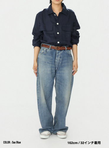 ストレートカット / UNISEX 13.5OZ SELVEDGE DENIM STRAIGHT CUT (SHORT)  詳細画像 Saxe Blue 10