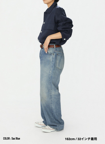 ストレートカット / UNISEX 13.5OZ SELVEDGE DENIM STRAIGHT CUT (SHORT)  詳細画像 Saxe Blue 11