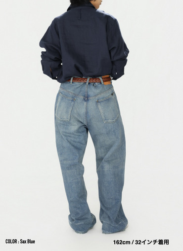 ストレートカット / UNISEX 13.5OZ SELVEDGE DENIM STRAIGHT CUT (SHORT)  詳細画像 Saxe Blue 12