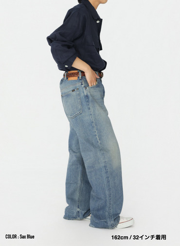 ストレートカット / UNISEX 13.5OZ SELVEDGE DENIM STRAIGHT CUT (SHORT)  詳細画像 Saxe Blue 13