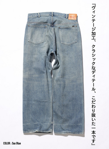 ストレートカット / UNISEX 13.5OZ SELVEDGE DENIM STRAIGHT CUT (SHORT)  詳細画像 Saxe Blue 2