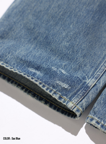 ストレートカット / UNISEX 13.5OZ SELVEDGE DENIM STRAIGHT CUT (SHORT)  詳細画像 Saxe Blue 5