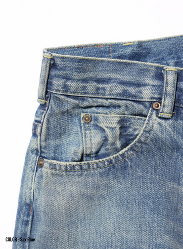 ストレートカット / UNISEX 13.5OZ SELVEDGE DENIM STRAIGHT CUT (SHORT)  詳細画像 Saxe Blue 6