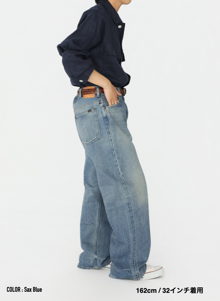 ストレートカット / UNISEX 13.5OZ SELVEDGE DENIM STRAIGHT CUT (SHORT)  詳細画像 Saxe Blue 13