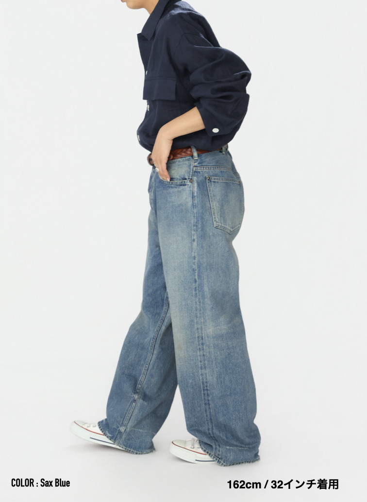 ストレートカット / UNISEX 13.5OZ SELVEDGE DENIM STRAIGHT CUT (SHORT)  詳細画像 Saxe Blue 15