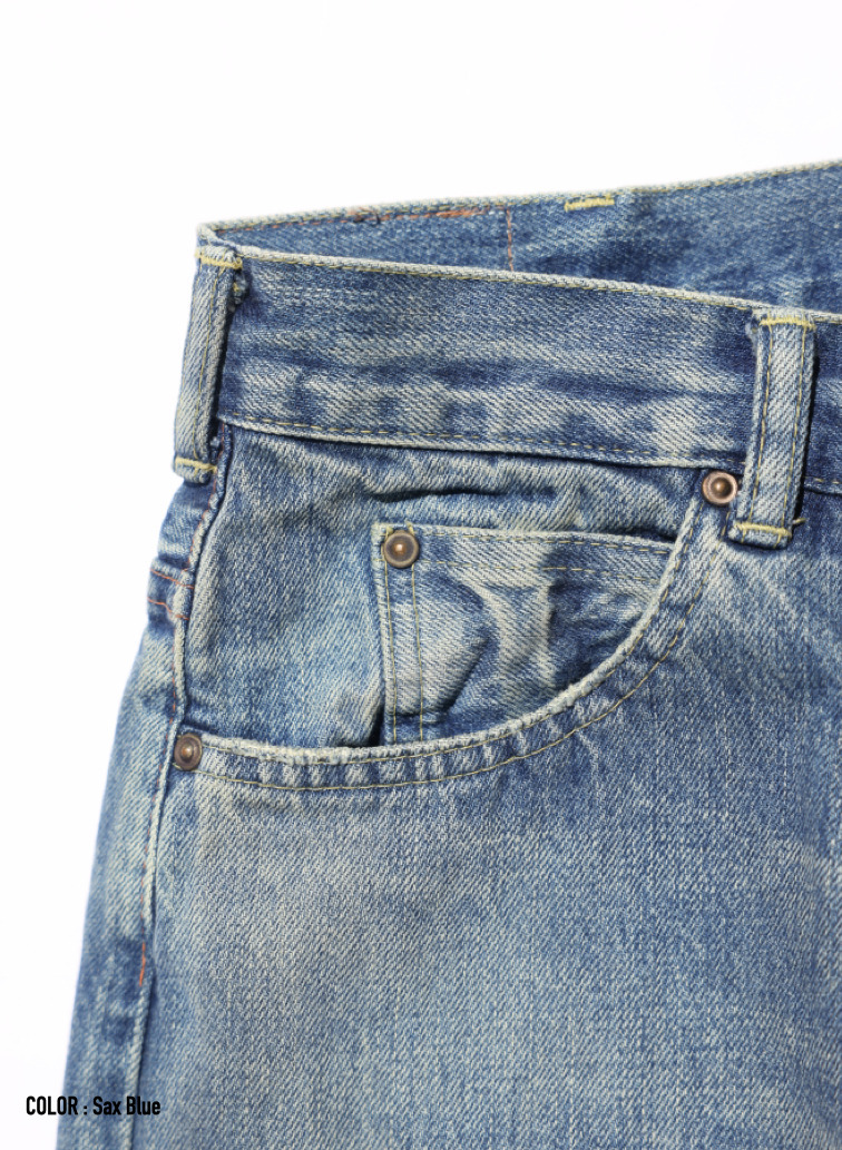 ストレートカット / UNISEX 13.5OZ SELVEDGE DENIM STRAIGHT CUT (SHORT)  詳細画像 Saxe Blue 6