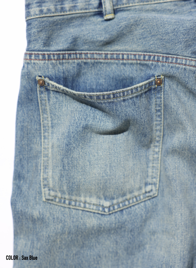 ストレートカット / UNISEX 13.5OZ SELVEDGE DENIM STRAIGHT CUT (SHORT)  詳細画像 Saxe Blue 9