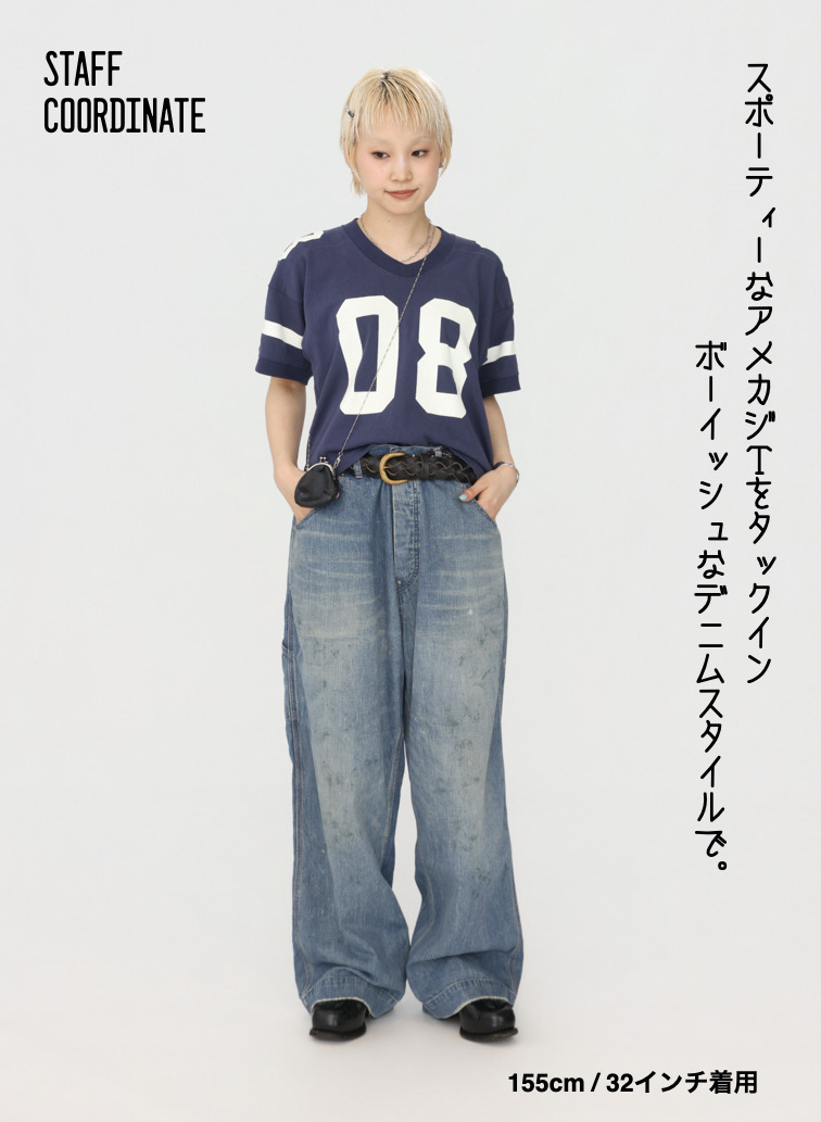 ペインターパンツ / UNISEX 8OZ W WIDTH DENIM PAINTER PANTS (SHORT) 詳細画像 Indigo 2