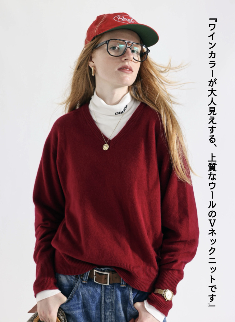 【別注】Vネックニット / FILL VNECK KNIT 詳細画像 Wine Red 1