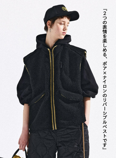 リバーシブルフリースベスト / REVERSIBLE FLEECE VEST 詳細画像 Black 1