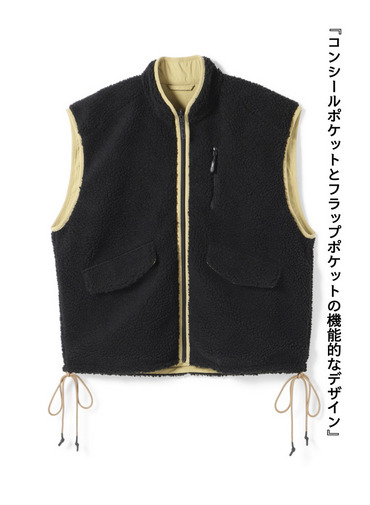 リバーシブルフリースベスト / REVERSIBLE FLEECE VEST 詳細画像 Black 5
