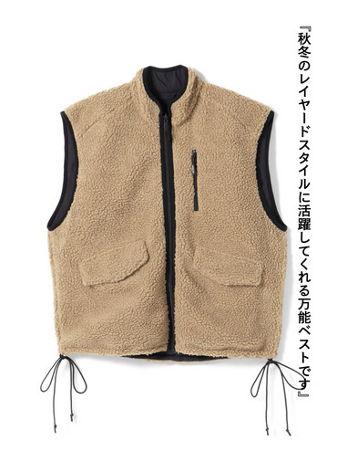 リバーシブルフリースベスト / REVERSIBLE FLEECE VEST 詳細画像 Beige 4