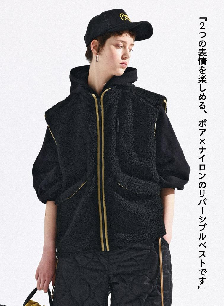 リバーシブルフリースベスト / REVERSIBLE FLEECE VEST 詳細画像 Black 1