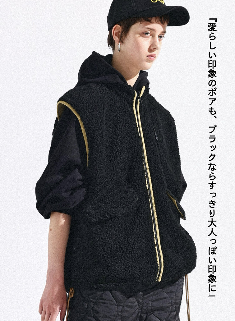リバーシブルフリースベスト / REVERSIBLE FLEECE VEST 詳細画像 Black 3