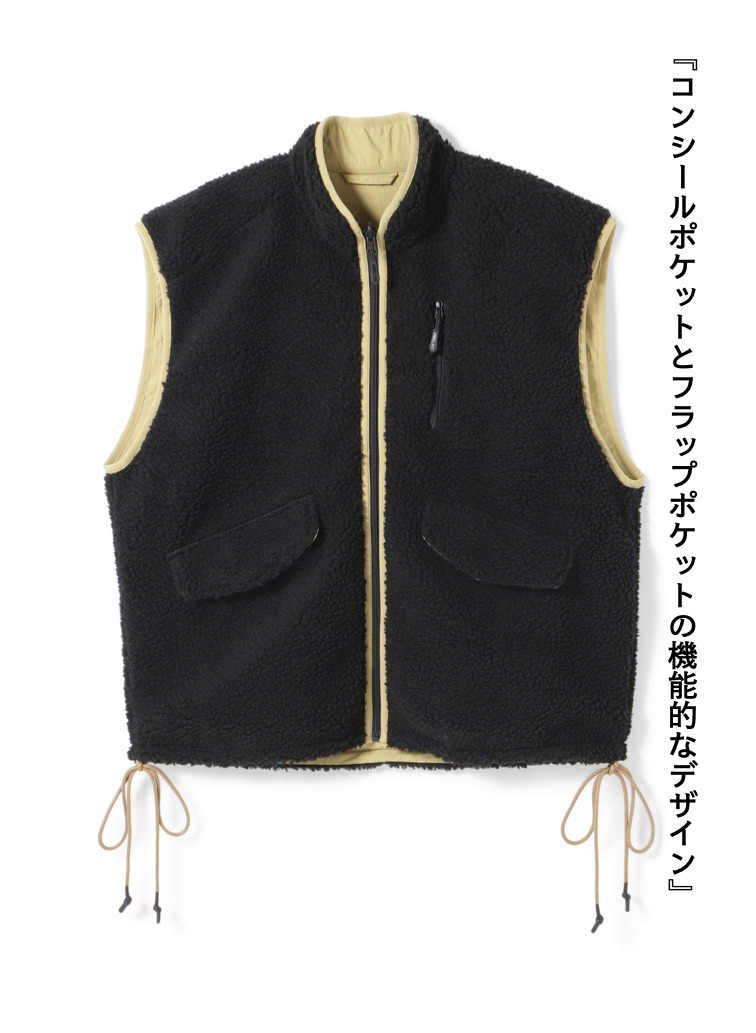 リバーシブルフリースベスト / REVERSIBLE FLEECE VEST 詳細画像 Black 5