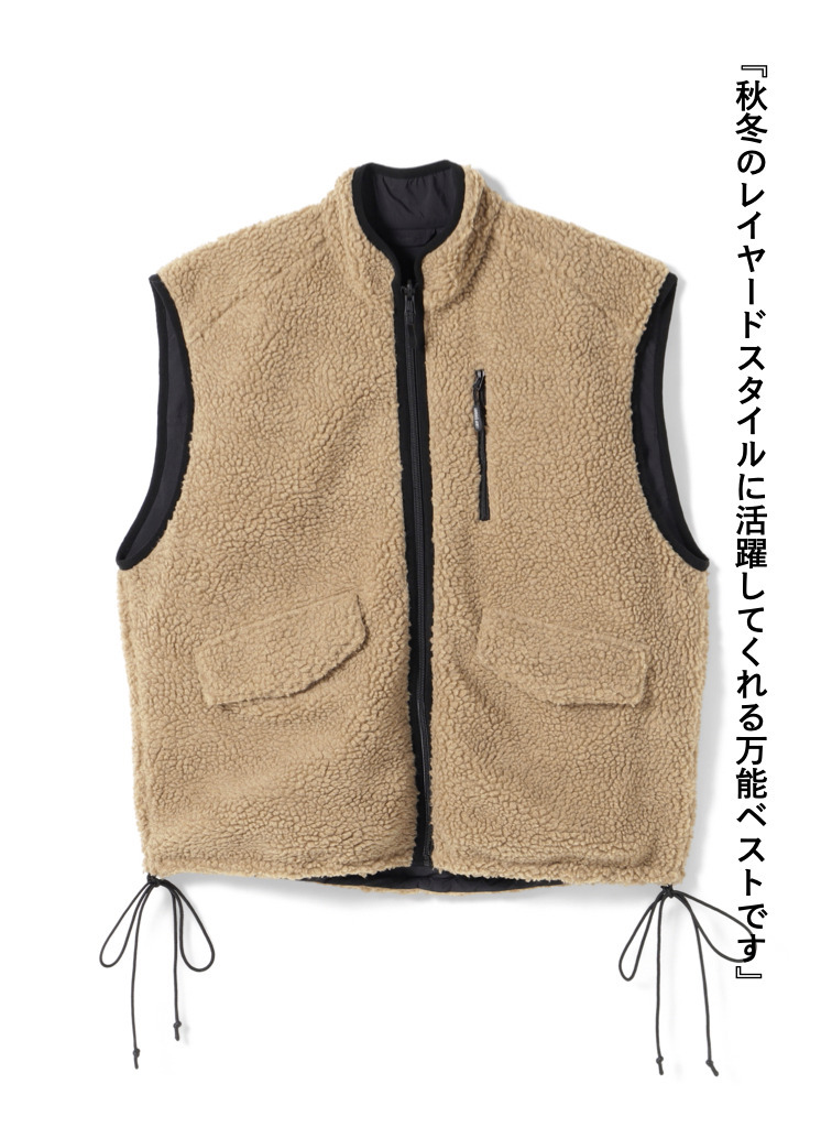 リバーシブルフリースベスト / REVERSIBLE FLEECE VEST 詳細画像 Beige 4