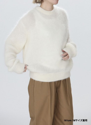 アルパカ&times;ナイロン クルーネックニット 詳細画像 Off White 15
