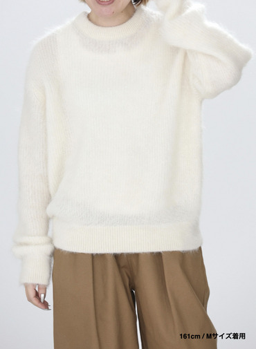 アルパカ&times;ナイロン クルーネックニット 詳細画像 Off White 16