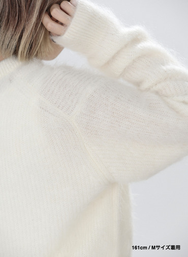 アルパカ&times;ナイロン クルーネックニット 詳細画像 Off White 17