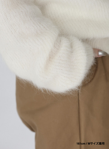 アルパカ&times;ナイロン クルーネックニット 詳細画像 Off White 18