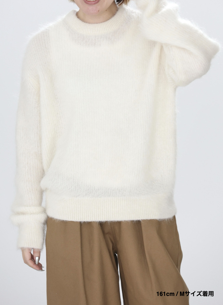 アルパカ&times;ナイロン クルーネックニット 詳細画像 Off White 16