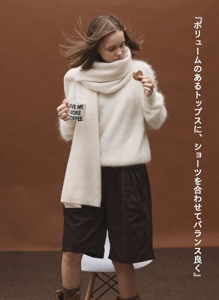 アルパカ&times;ナイロン クルーネックニット 詳細画像 Off White 3