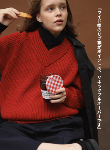 ラムズウールVネックプルオーバー 詳細画像 Red 1