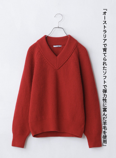 ラムズウールVネックプルオーバー 詳細画像 Red 5