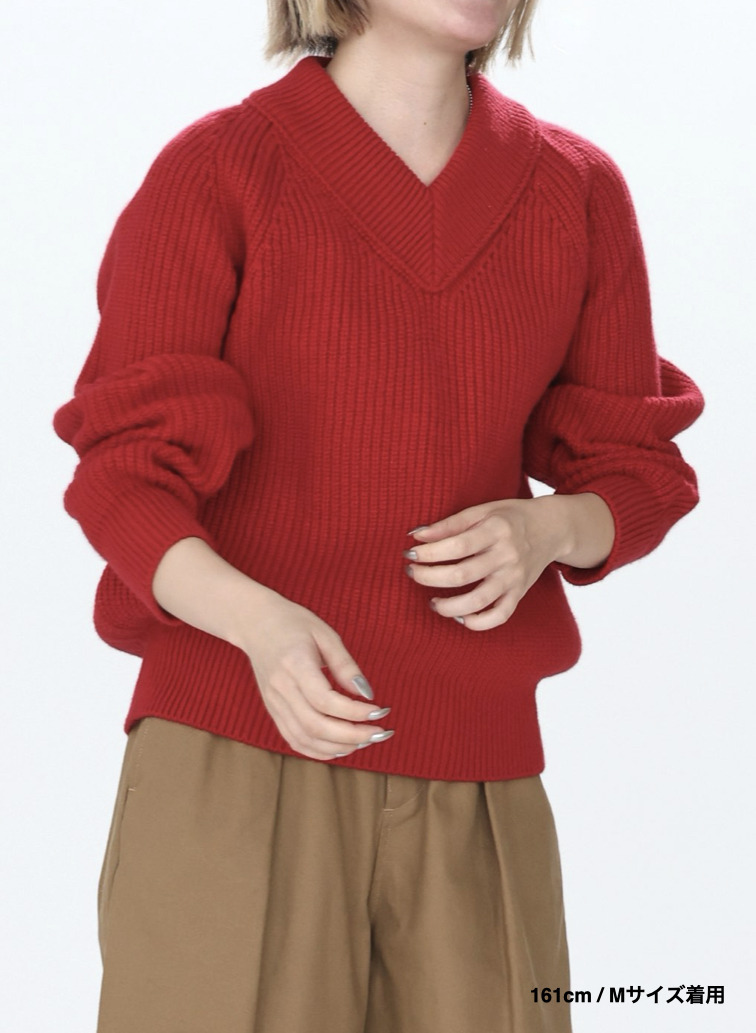 ラムズウールVネックプルオーバー 詳細画像 Red 14