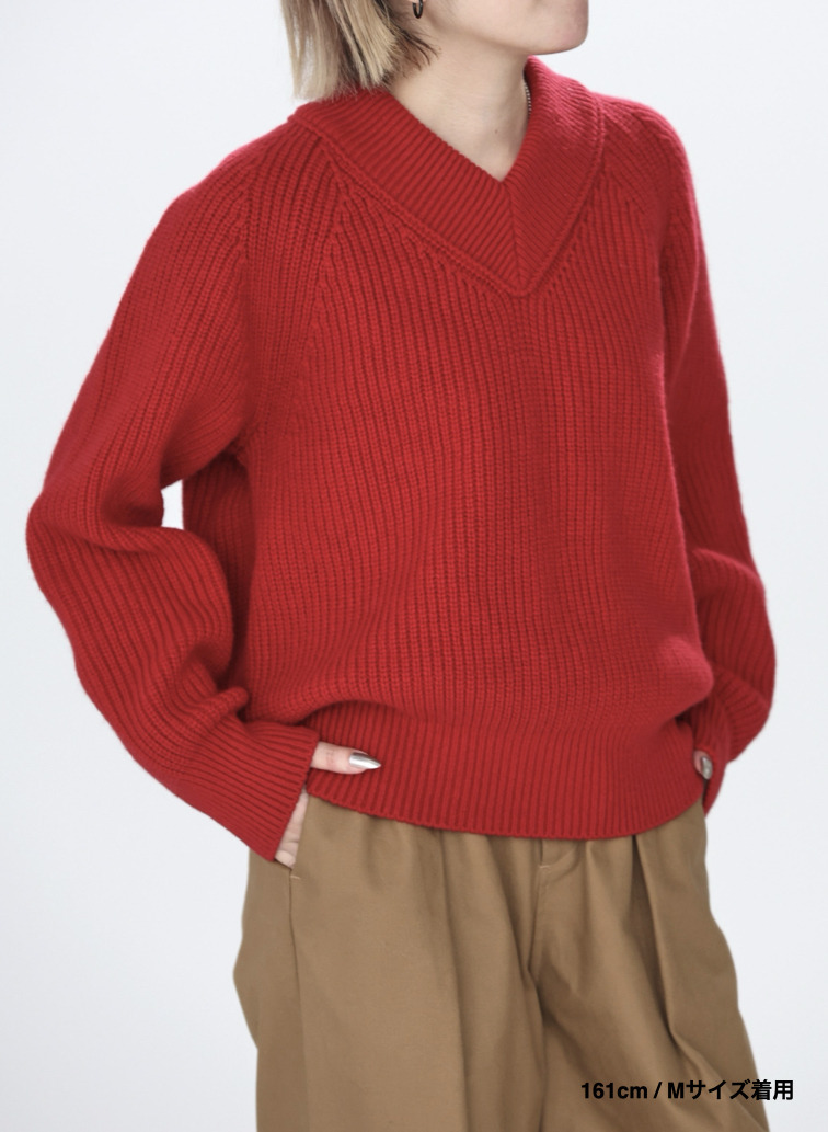 ラムズウールVネックプルオーバー 詳細画像 Red 16