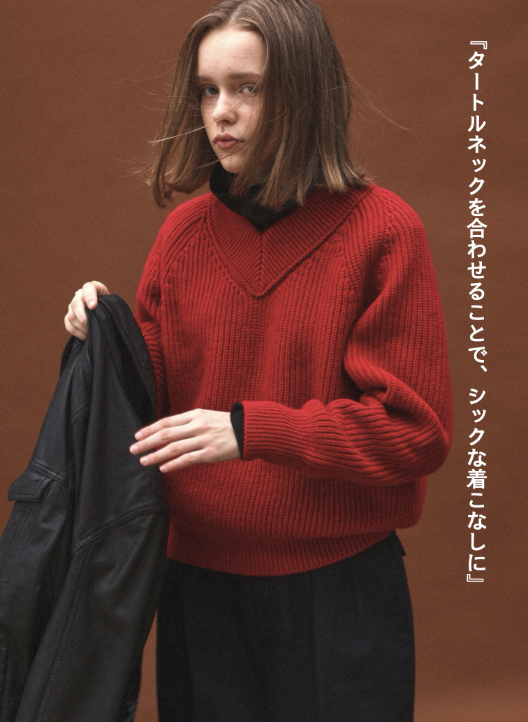 ラムズウールVネックプルオーバー 詳細画像 Red 3