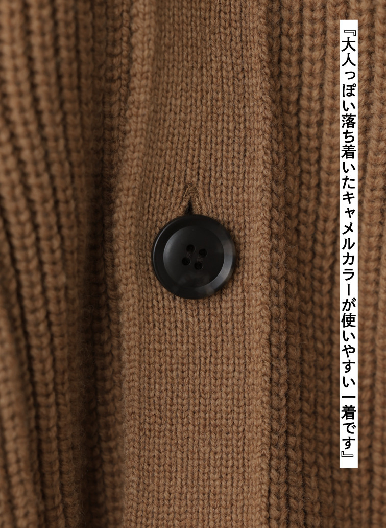ラムズウールVネックカーディガン 詳細画像 Camel 7