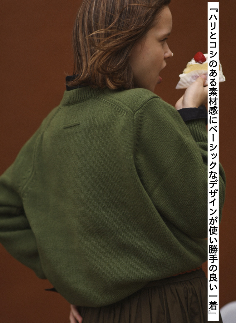 ラムズウールクルーネックニット 詳細画像 Green 4