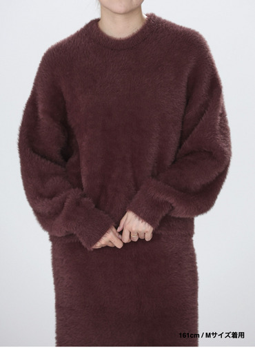 シャギーショート丈クルーネック 詳細画像 Wine Red 12