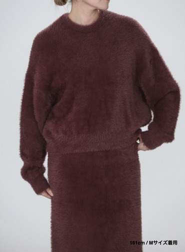 シャギーショート丈クルーネック 詳細画像 Wine Red 16