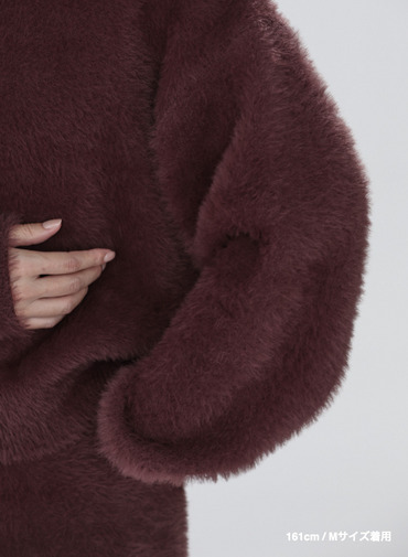シャギーショート丈クルーネック 詳細画像 Wine Red 18