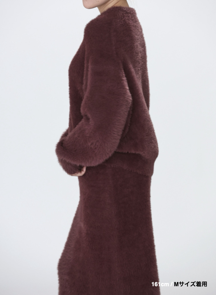 シャギーショート丈クルーネック 詳細画像 Wine Red 14